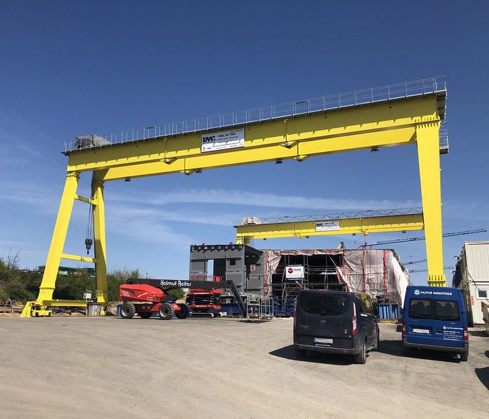 Schienenzangen von Stromag unterstützen Kümsan Cranes beim Bau der neuen Rheinbrücke Neuenkamp in Duisburg im Verlauf der A40